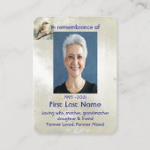 記念写真祈りの言葉ポケットキープサケバード 名刺 (裏面)