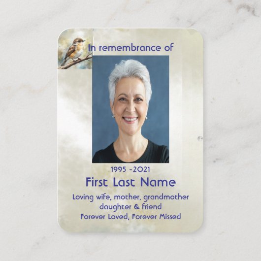 記念写真祈りの言葉ポケットキープサケバード 名刺 (裏面)