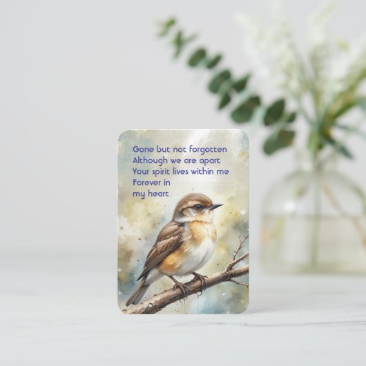 記念写真祈りの言葉ポケットキープサケバード 名刺 (スタンド正面)