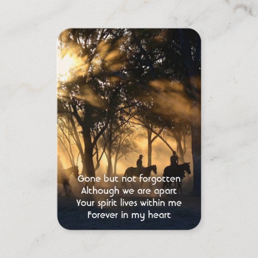 記念写真祈りの言葉森林歩道ウォークウホース 名刺 (正面)