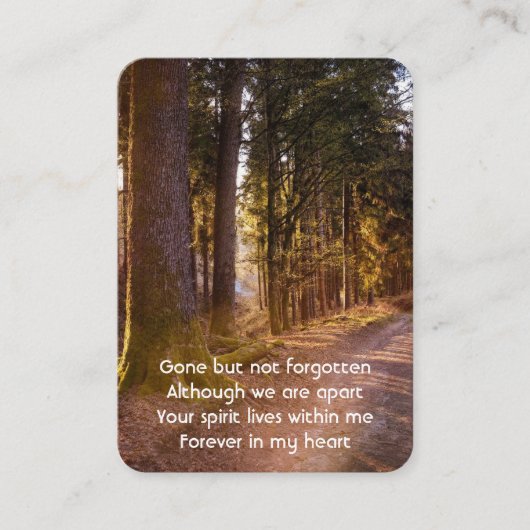 記念写真祈りの言葉森林歩道ウォークパーク 名刺 (正面)