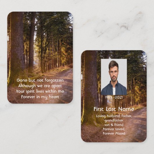 記念写真祈りの言葉森林歩道ウォークパーク 名刺 (正面/裏面)