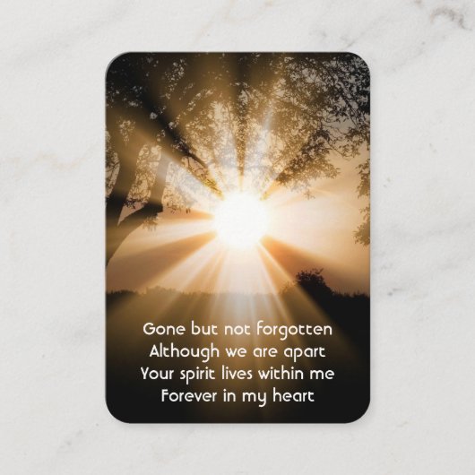 記念写真祈りの言葉森林歩道サンライトビーム 名刺 (正面)