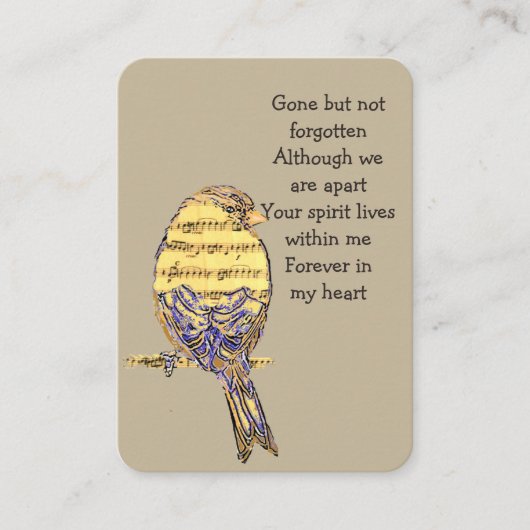 記念写真祈りの言葉歌バードミュージックシンガー 名刺 (正面)