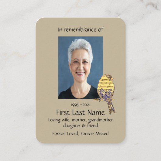 記念写真祈りの言葉歌バードミュージックシンガー 名刺 (裏面)