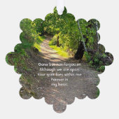 記念写真祈りの言葉歩道トレイル森林樹 オーナメントカード (裏面)