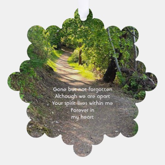 記念写真祈りの言葉歩道トレイル森林樹 オーナメントカード (裏面)