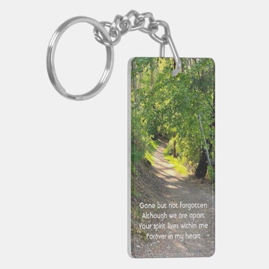 記念写真祈りの言葉歩道トレイル森林樹 キーホルダー (正面左)