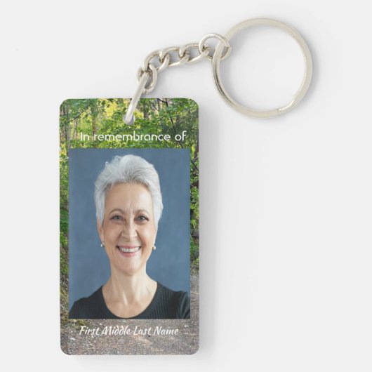 記念写真祈りの言葉歩道トレイル森林樹 キーホルダー (裏面)