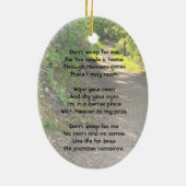 記念写真祈りの言葉歩道トレイル森林樹 セラミックオーナメント (裏面)