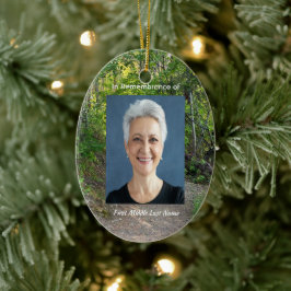 記念写真祈りの言葉歩道トレイル森林樹 セラミックオーナメント