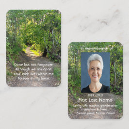 記念写真祈りの言葉歩道トレイル森林樹 名刺