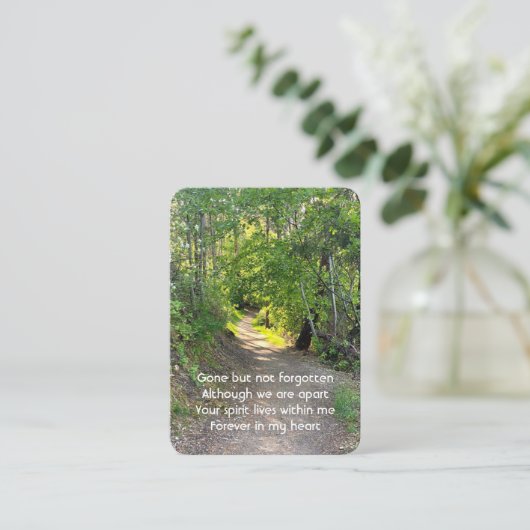 記念写真祈りの言葉歩道トレイル森林樹 名刺 (スタンド正面)