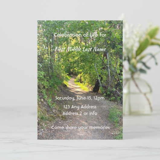 記念写真祈りの言葉歩道トレイル森林樹 招待状 (スタンド正面)