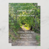 記念写真祈りの言葉歩道トレイル森林樹 招待状 (正面/裏面)