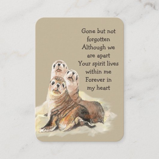 記念写真祈りの言葉水の色シール野生動物 名刺 (正面)