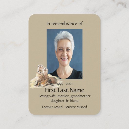 記念写真祈りの言葉水の色シール野生動物 名刺 (裏面)