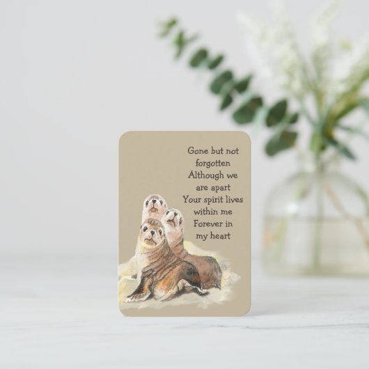 記念写真祈りの言葉水の色シール野生動物 名刺 (スタンド正面)