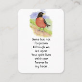 記念写真祈りの言葉水彩ロビンガーデンバード 名刺 (正面)