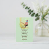 記念写真祈りの言葉水彩雉の鳥画 名刺 (スタンド正面)