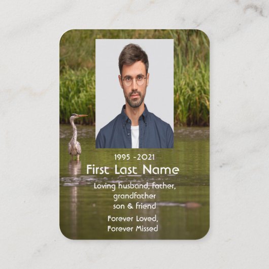 記念写真祈りの言葉湖素晴らしブルーヘロンバード 名刺 (裏面)