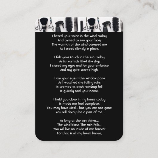 記念写真祈りの言葉理容整髪師 名刺 (正面)