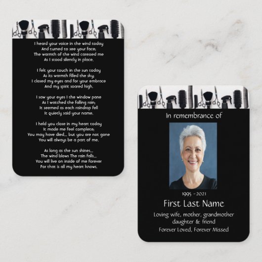 記念写真祈りの言葉理容整髪師 名刺 (正面/裏面)