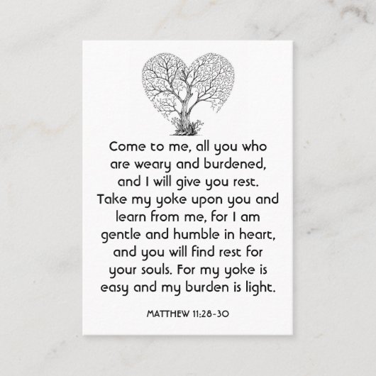 記念写真祈りの言葉生命の木ハート愛 名刺 (正面)