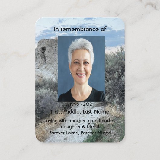 記念写真祈りの言葉砂漠山歩道ウォーク 名刺 (裏面)