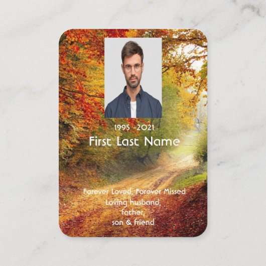 記念写真祈りの言葉秋紅葉林 名刺 (裏面)