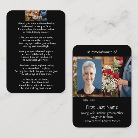 記念写真祈りの言葉花屋 名刺 (正面/裏面)