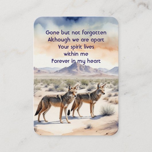 記念写真祈りの言葉記念コヨーテ砂漠 名刺 (正面)