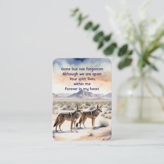 記念写真祈りの言葉記念コヨーテ砂漠 名刺 (スタンド正面)