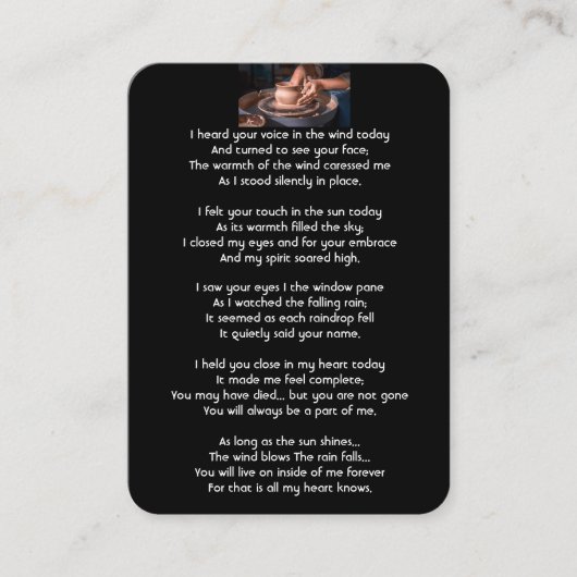 記念写真祈りの言葉陶芸陶磁粘土 名刺 (正面)