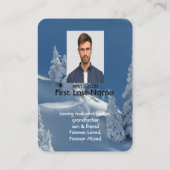 記念写真祈りの言葉雪に覆われた木スキー場 名刺 (裏面)