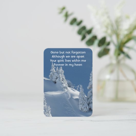 記念写真祈りの言葉雪に覆われた木スキー場 名刺 (スタンド正面)