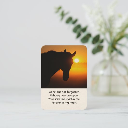 記念写真祈りの言葉馬シルエット 名刺 (スタンド正面)