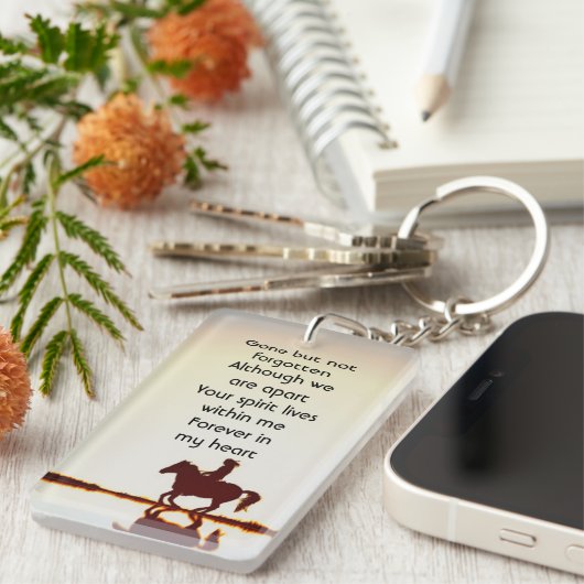 記念写真祈りの言葉馬バックライド キーホルダー (正面右)