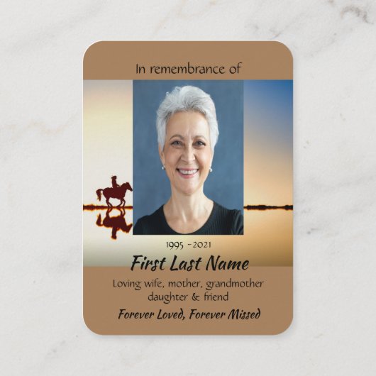 記念写真祈りの言葉馬バックライド 名刺 (裏面)