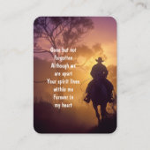 記念写真祈りの言葉馬バックライド 名刺 (正面)