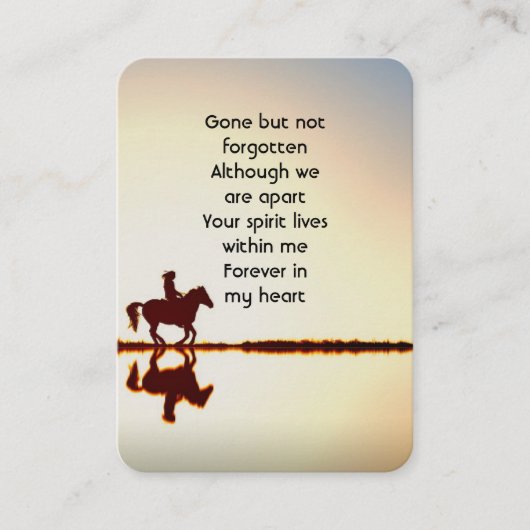 記念写真祈りの言葉馬バックライド 名刺 (正面)