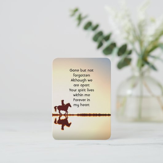 記念写真祈りの言葉馬バックライド 名刺 (スタンド正面)