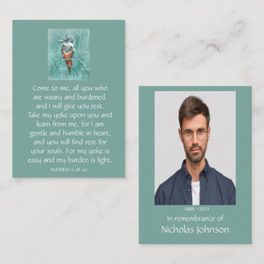 記念写真祈りの言葉Kingfisher 名刺 (正面/裏面)