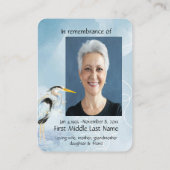 記念写真素晴らしブルーヘロン鳥ビジネスカード 名刺 (裏面)