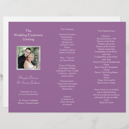 記念写真結婚付きプログラム (正面/裏面)