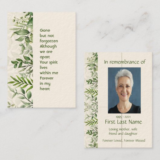 記念写真緑葉の植物緑 名刺 (正面/裏面)