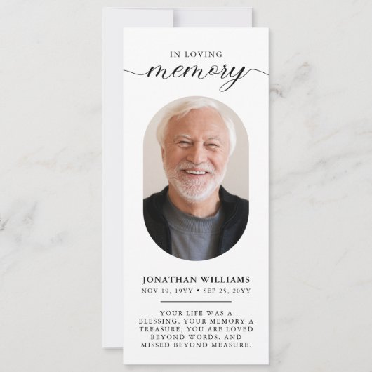 記念写真葬ミニマル祈りの言葉カード (正面)