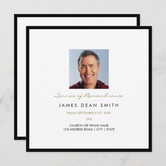 記念写真葬儀追悼会 招待状 (正面/裏面)