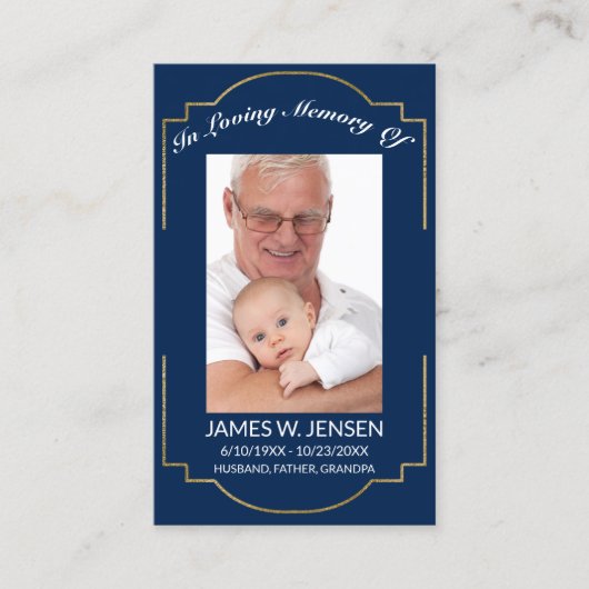 記念写真葬式悔やみや弔慰祈りの言葉カード 名刺 (正面)