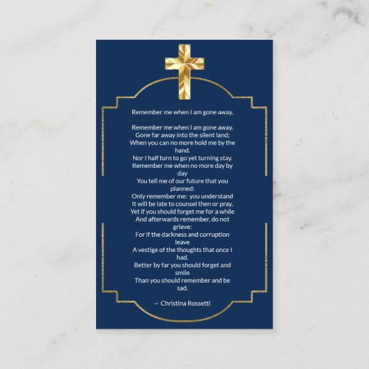 記念写真葬式悔やみや弔慰祈りの言葉カード 名刺 (裏面)